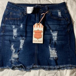 Denim Casual Distressed WAX JEAN Brand Skirt